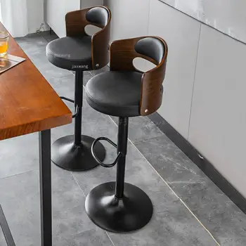 Luksusa Apaļas Koka Krēsli, Lifts, Augsta Virtuve Grozāmos Eiropas Dinning Metāla Bāra Krēsli Regulējams Uzņemšanas Taburete Alto Mēbeles