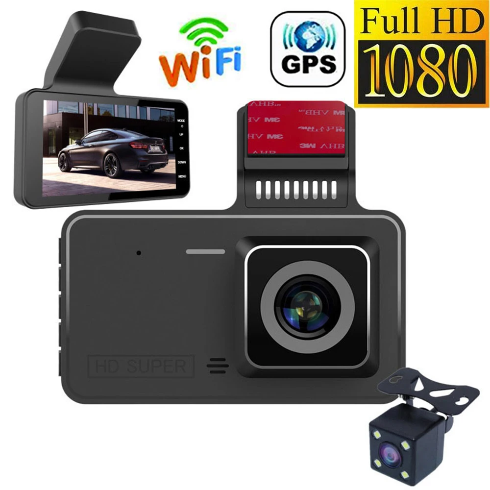 Automašīnas DVR WiFi Full HD 1080P Dash Cam Atpakaļskata Kamera Auto Video Reģistrators Nakts Redzamības Auto Dashcam Kameras GPS Tracker Melnā Kaste