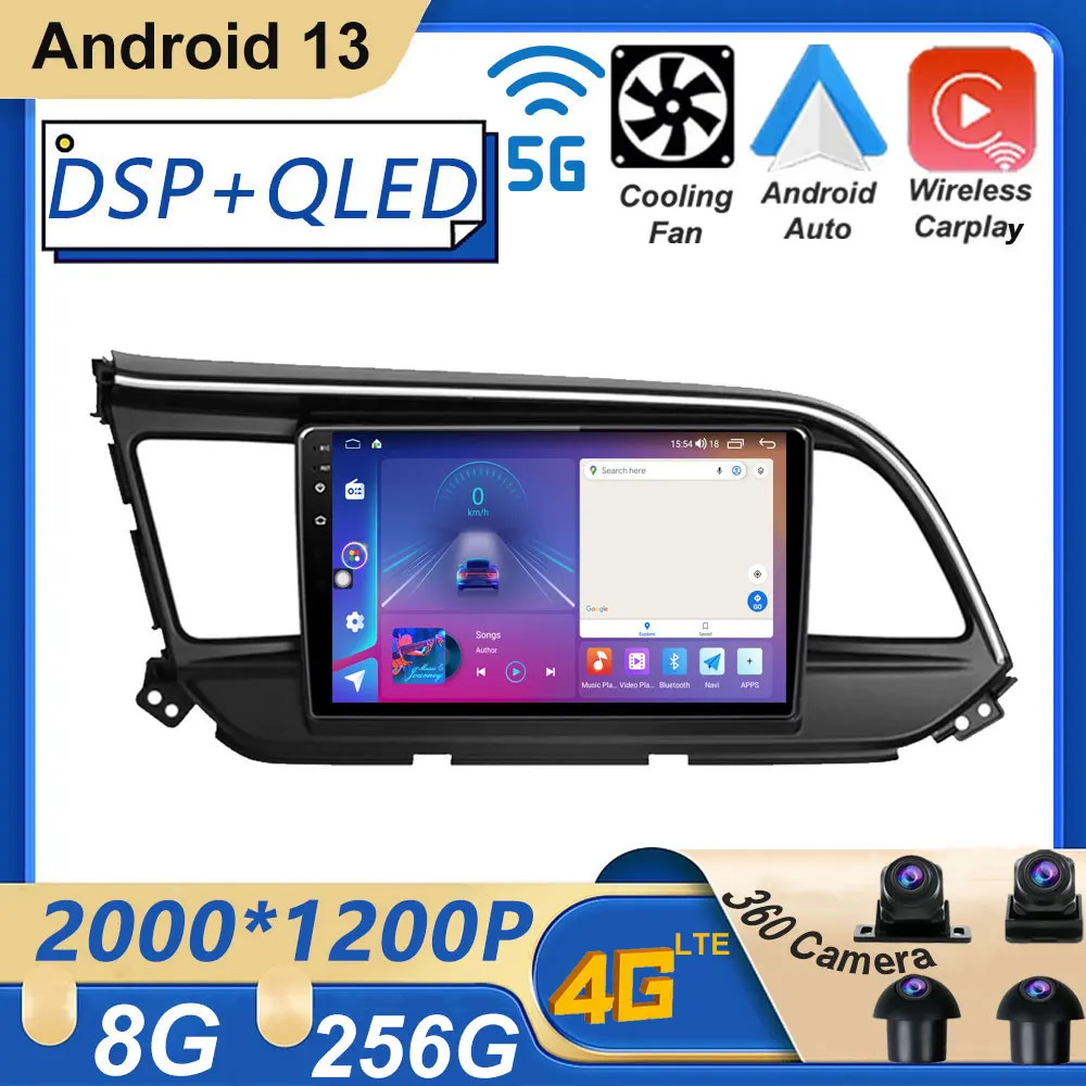 Android 13 Hyundai Elantra 6 2016 - 2018 9 Collu Auto Ekrāna Automašīnas Radio Stereo Vedio Atskaņotājs, GPS Navigācijas BT 4G LTE
