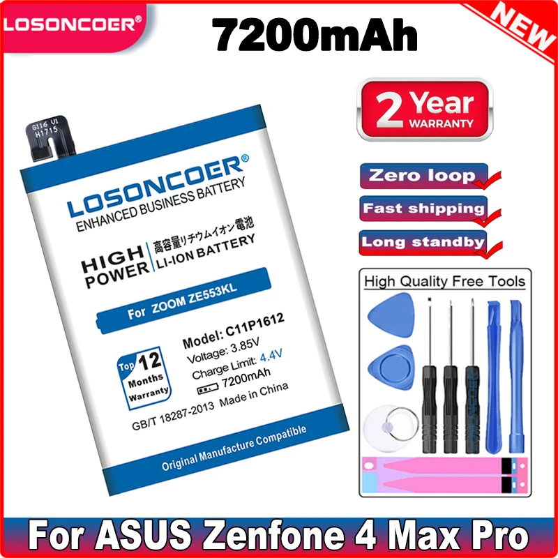 LOSONCOER 7200mAh C11P1612 Akumulatoru ASUS Zenfone 4 Max Pro Plus X00ID ZC554KL Par Zenfone 3 Tālummaiņa ZE553KL Z01HDA