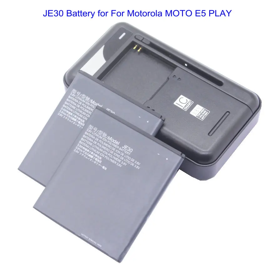 2x 2120mAh / 8.0 Wh JE30 Mobilo Telefonu Rezerves Akumulators + Lādētājs Motorola MOTO E5 Spēlēt Smart Mobilo Baterijas