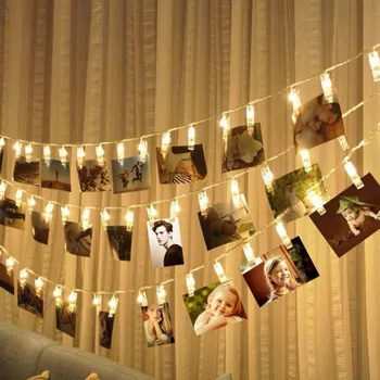 10 20 40 LED DIY Vainags Kartes Foto Klipu String Gaismas Bateriju Darbināmas Pasaku Gaismas Ziemassvētku Kāzu Mājas Luminaria Apdare