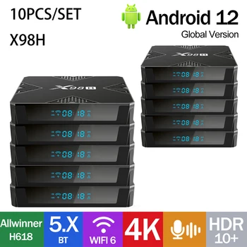 10PCS/SET Sākotnējā X98H Smart TV Kastē Android12 Allwiner H618 4K HDR AV 2.4 G/5.8 G WiFi6 BT HDR H. 265 Youtube, Netflix TV Prefiksu