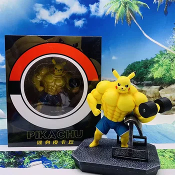 15-17cm Pokemon Muskuļu Pikachu Gengar svarcelšana Charmander Rīcības Attēls Radošā Garāža Komplekts Modeli, Rotaļlietas, Dāvanas Bērniem