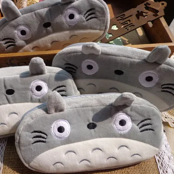 1pc Jauki Totoro Zīmuli Gadījumā Pelēks Plīša Karikatūra Zīmuli Soma / Kosmētikas Somiņā Mājas Biroja Uzglabāšanas Maiss
