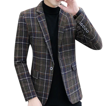 2022 Jaunu Stilu Pleds M-3XL Modes Vīriešu Rietumu Slim Fit Rudens korejas Gadījuma Mazo Uzvalks Jaka, Mētelis