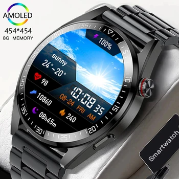 2023 Jaunu 8G Atmiņas Smart Skatīties AMOLED 454*454 HD Vienmēr Parādītu, kāds Laiks Bluetooth Zvanu Smartwatch Vīriešiem Huawei TWS Austiņas