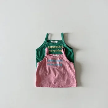 2023 Vasaras Bērnu, Zēnu, Meiteņu T-Krekls Bez Piedurknēm Vēstuli Izdrukāt Linga Topi Plānas Kokvilnas Ērtu Zīdaiņu Toddler Gadījuma Kamzolis