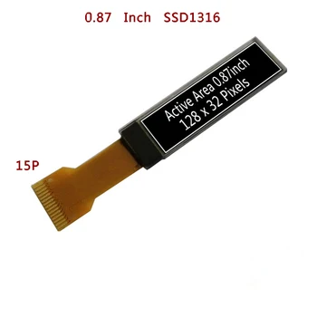 3.3 V 0.87 Collu Baltā Krāsa 128X32 128*32 OLED Ekrānu SPI Sērijas 15Pin Ostas SSD1316 CHIP