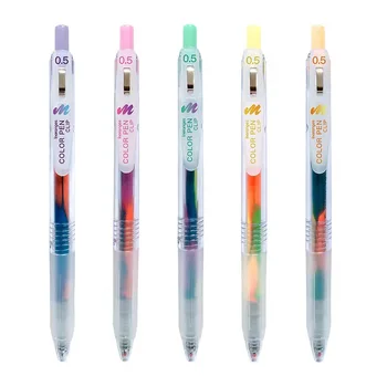 5gab Slīpums Varavīksnes Gēla Pildspalvu Komplekts 0.5 Mm Krāsas Želejveida Tintes Pildspalvas Rakstīšanai Kancelejas preces Atpakaļ Uz Skolu Japāņu Kancelejas preces
