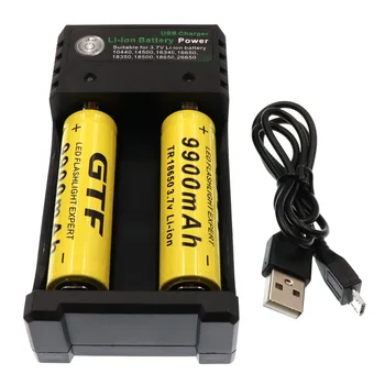 Batería recargable de joniem de litio, 18650, 3,7 V, 9900 mAh, cargador de batería, linterna LED