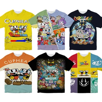 CUPHEAD 3D Druka, T-krekli Meitenēm Zēniem Tīņi Camisetas Vasaras Bērnu Multfilmas, T Krekli, Topi Bērniem Anime Tshirts Toddler Tee
