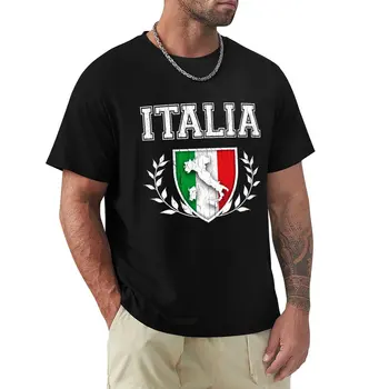 ITĀLIJA - Klasiska Itlay Karoga Crest (Vintage Problemātisko Dizains) T-Krekls topi vīriešu t krekli pack