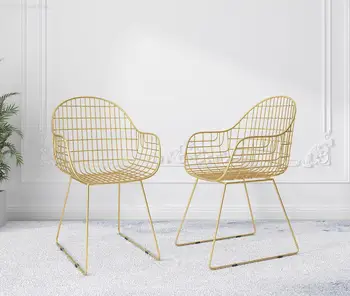Karstā pārdošanas Ziemeļvalstu luksusa zelta krēslu ēdamistabas krēsls, kafijas veikals 