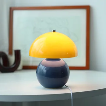 Keramikas Stikla Krēms Galda Lampa Vidū Apelsīnu Guļamistaba Pētījums B&B Atmosfēra USB Powered Jauki Galda Lampas