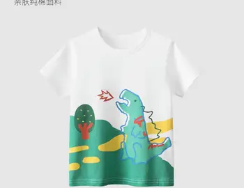 Korejiešu Bērnu Apģērbu 2023 Vasarā Jaunu Cartoon Dinozauru Gadījuma t-Krekls Bērnu Apaļu Kakla Īsām Piedurknēm Tendence