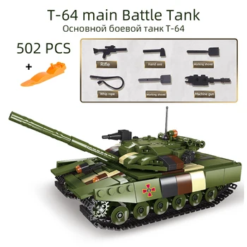 Mūsdienu Militāro Padomju Savienības 502PCS T-64 Galveno Kaujas Tvertne Modeļa Veidošanas Bloku Ww2 Transportlīdzekļa Ķieģeļu Rotaļlietu Kolekcija Zēniem Dāvanas
