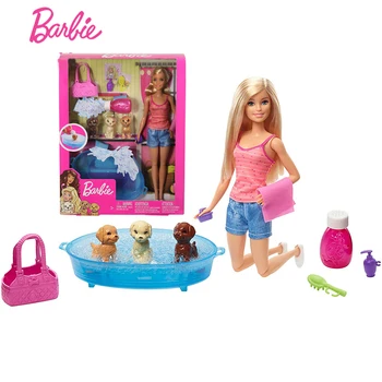 Patiesu Barbie Lelle Simulēt Pet Suņiem Vannas Komplekts Audzēt Mīlestība Sociālo, Izglītības Rotaļlieta Meitene Princese Dressup Dāvanas GDJ37