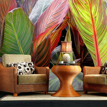 Pielāgot 3D Sienas Tapetes Sarkano Lapu Rainforest Dzīvojamās Istabas tapešu Guļamistaba Attēlu Foto Mājas Dekoru