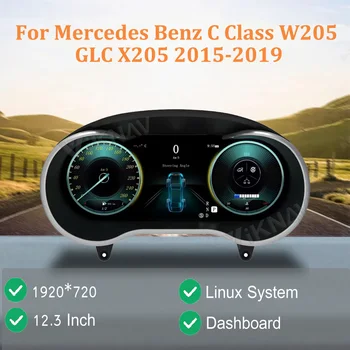 Priekš Mercedes Benz C Class W205 GLC X205 2015-2019 Ciparu Paneli, Paneļa LCD Spidometrs Virtuālo Instrumentu Kopu Kabīnes