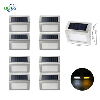 QLTEG 3 led Solar Power LED Āra ūdensizturīgs Dārza Ceļš, Kāpnes Lampas Gaismas Enerģijas Taupīšanas LED Saules sienas lampas Silti Balta