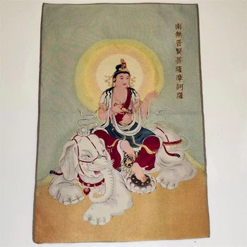 Reliģisko Thangka, izšūta brokāta krāsošana, Pu Xian bodhisatva, Izsmalcinātu mājās apdare, auspicious Thangka