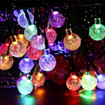 String Light, Solar LED Apgaismojums Āra Kristāla burbuļbumba Pasaulē 8 Režīmi Ūdensizturīgs Lampas Dārza svētkus, Ziemassvētku Dekori