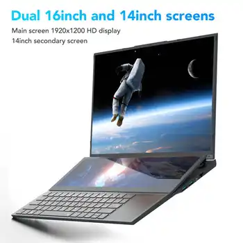 Touch Screen 16 collu Klēpjdators 14in Dubultā Ekrāni Win11 Core I7 procesoru, 8 GB DDR4 RAM, 1 TB PCIe NVMe M. 2 SSD Klēpjdators
