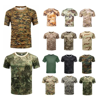 Vīriešu Ātri Sausas Militārās Taktikas t Krekls Maskēties Armijas Zvejas Krekls Īsām Medību Pārgājieni Krekli Camo Tshirts Tactical Drēbes