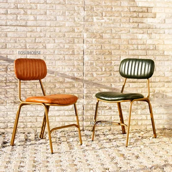 Ēdamistabas Krēsls Kaltas dzelzs Amerikāņu Valsts Bēniņi Rūpniecības Stila Atzveltnes Krēsls Dizainera Ādas Restorānu, kafejnīcu Krēsls
